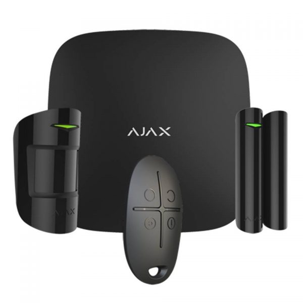Ajax Système d'alarme professionnel Grade 2 Jusqu'à 100 entrées Communication sans fil Ethernet et GPRS Application mobile et Web - Couleur noir