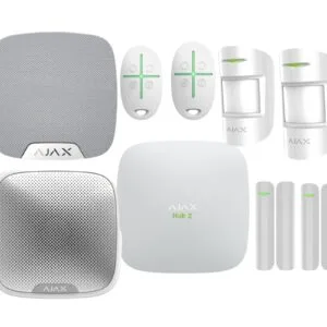 Kit alarme maison sans fil Ajax Hub 2 – 6 contacts, 2 détecteurs, sirène