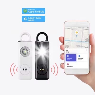 Alarme personnelle 130dB avec lampe LED & GPS Apple Find My – localisation en temps réel