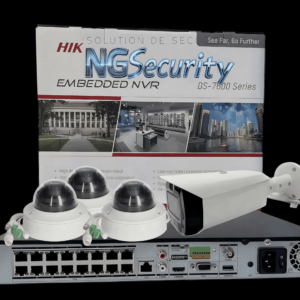 Kit vidéosurveillance IP 5MP – 4 caméras dômes + bullet+ NVR DS-7600