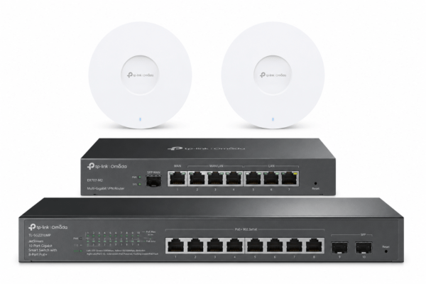 Pack Réseau PME TP-Link Omada – Routeur Multi-Gigabit, Switch PoE et 2 Bornes Wi-Fi 6 Professionnelles