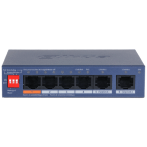 Switch 4 ports PoE 10/100 Mbps + uplink 2 x RJ45 Gbit - Cloud manageable – Dahua CS4006-4ET2GT-60