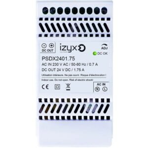 Alimentation rail DIN 3M 230V AC / 27,6V DC (24-28V) / 1,75A – Izyx PSDX2401.75