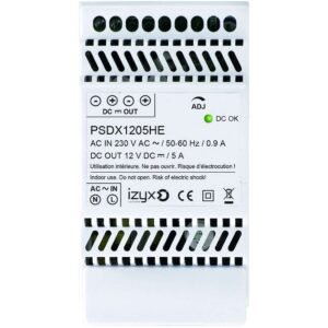 Alimentation rail DIN 3M 230V AC / 12V DC (12-14V) / 5A – Izyx PSDX1205HE