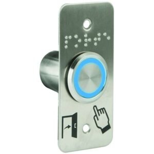 Bouton p. PMR acier inox d=25 mm Halo B/V et buzzer Relais temporisé + SSP125 – Izyx SS25PMRP125