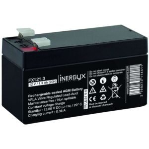 Batterie rechargeable VRLA 12V / 1,3 Ah - Bac FR UL94 V-0 - 97 x 43 x 51/57 mm – Izyx FX121.3