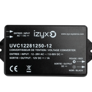 Convertisseur de tension : In 12-24V AC ou 12-50V DC / Out 12V DC 1A – Izyx UVC12281250-12
